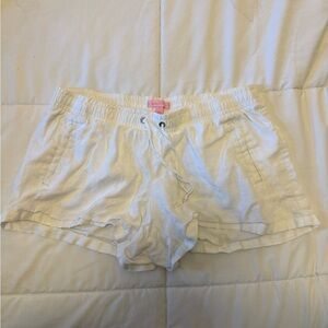 Lilly Pulitzer 100% linen White Drawstring Shorts size large
